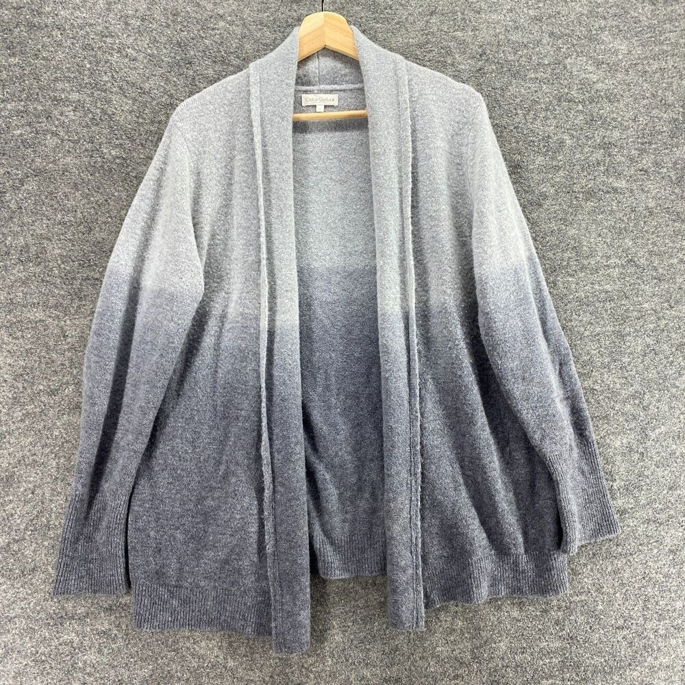 Dolce Stella Cardigan Women S Small Gray Ombre Open Front Knit Wool Long Sleeve